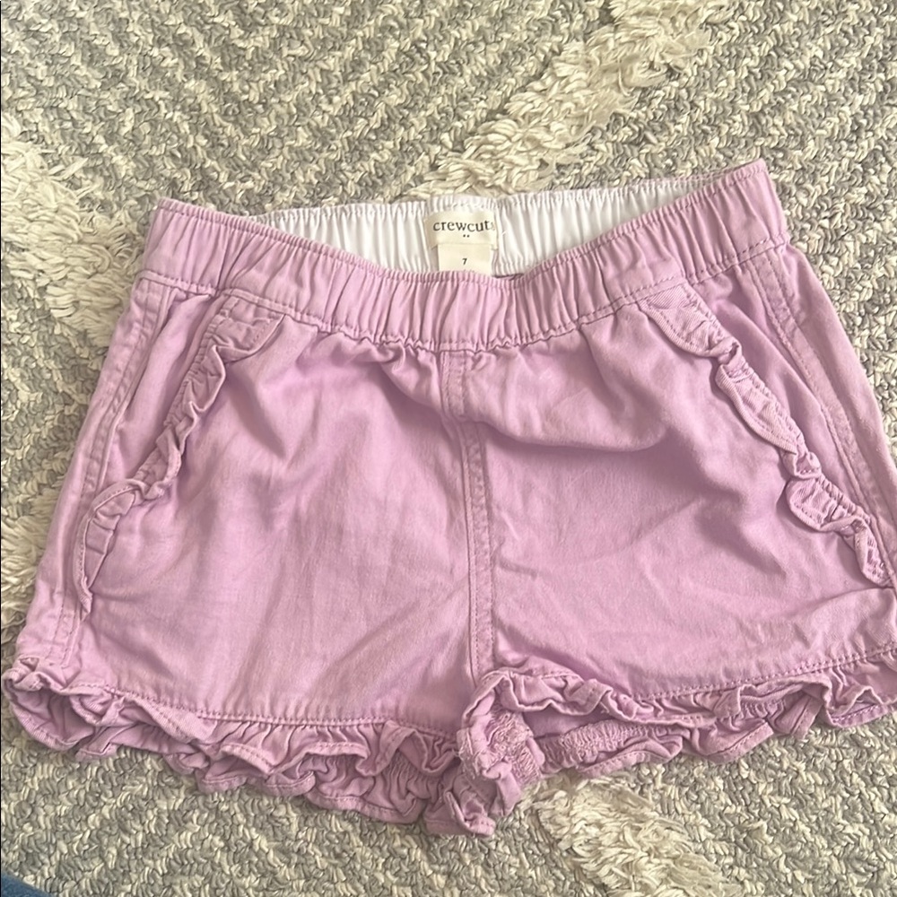 Crewcuts Lavender Ruffle Trim Shorts